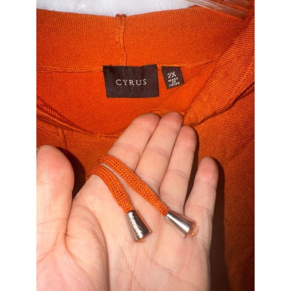 CYRUS Orange‎ Lightweight Hooded Poncho Sweater Knit Top Women's 2X - Picture 6 of 7